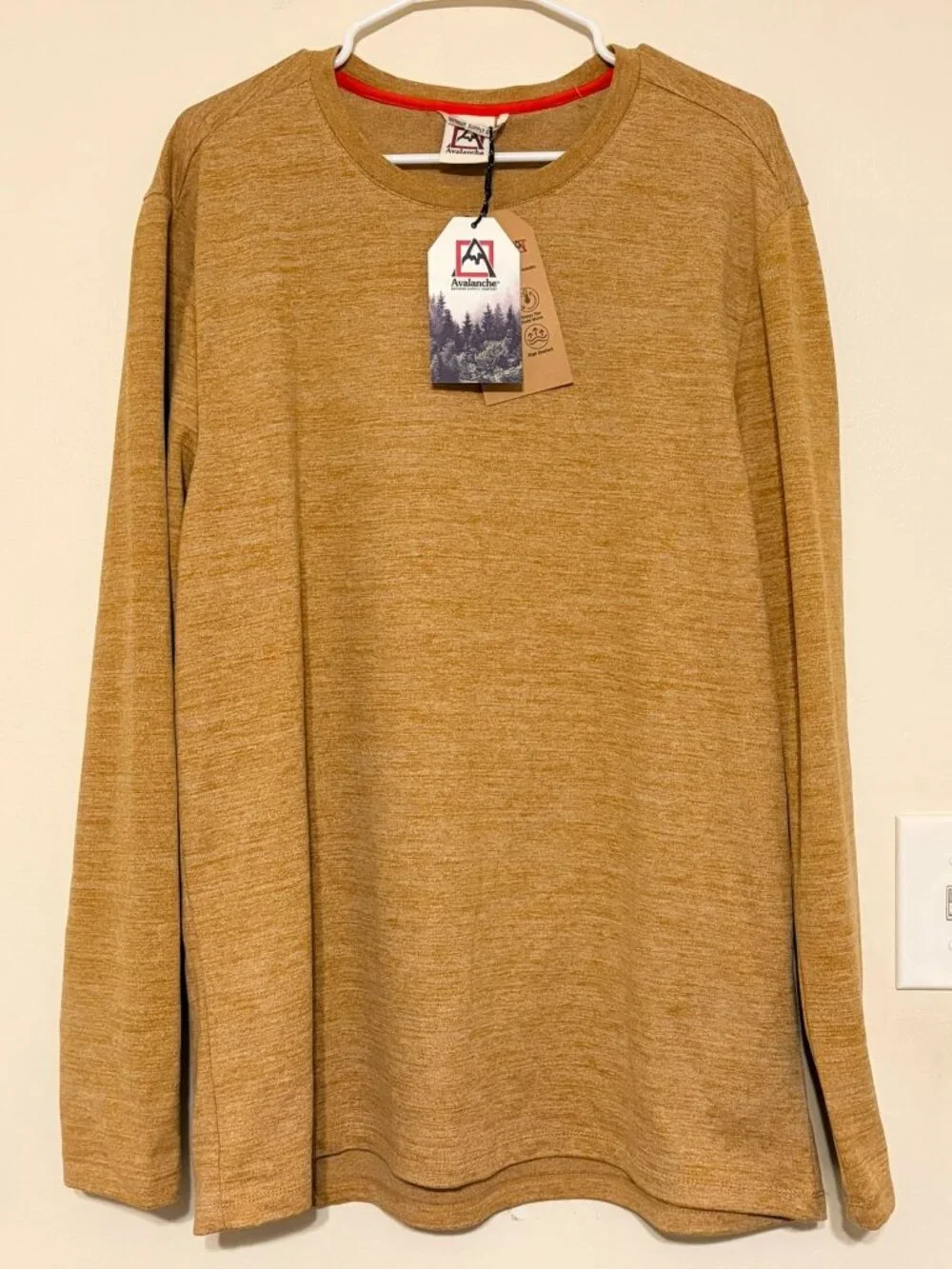 NWT Avalanche Men's Lightweight Crewneck Fleece Pullover w/ Zipper Pocket XL Tan
